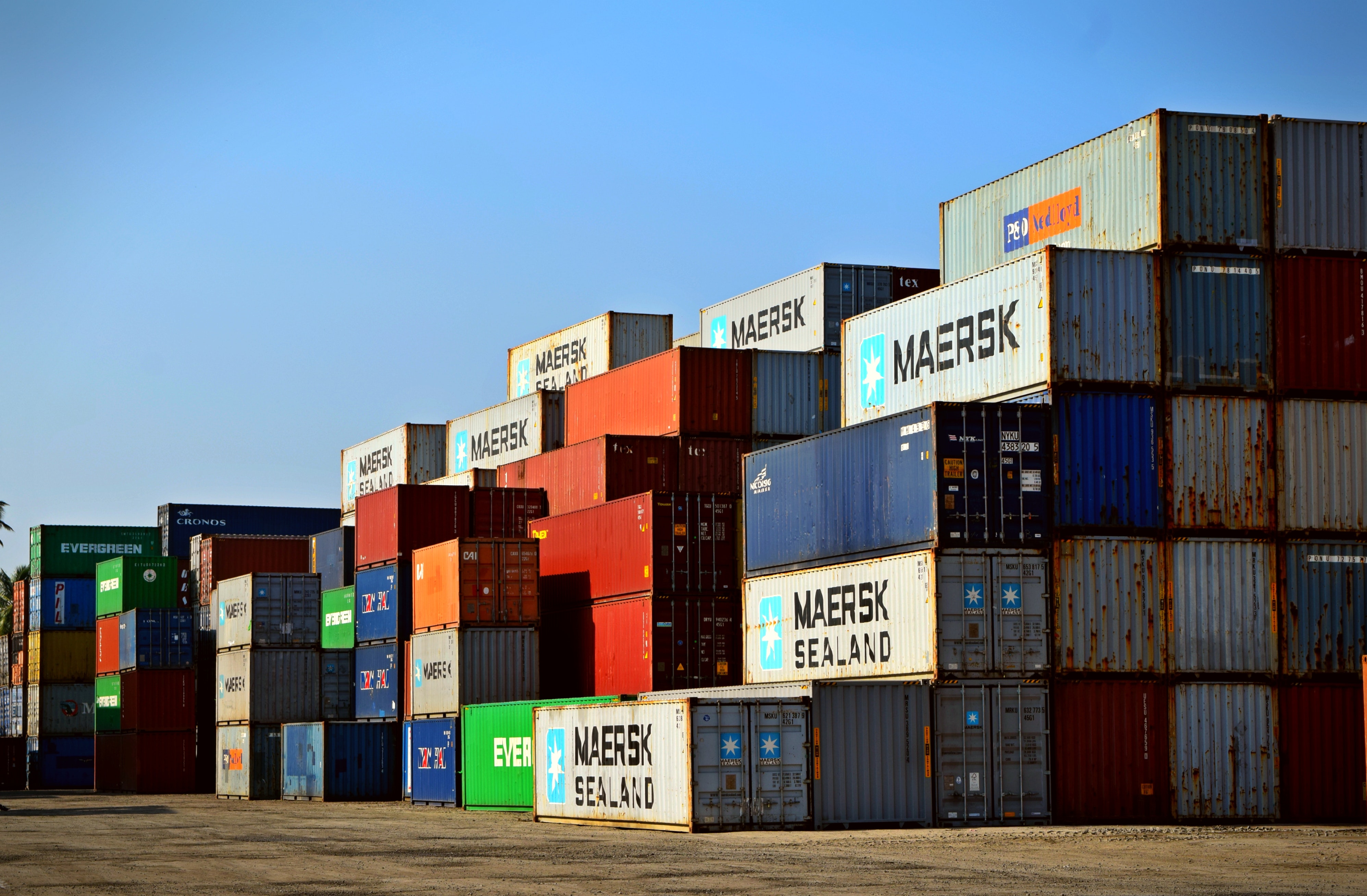 freight containers at a port